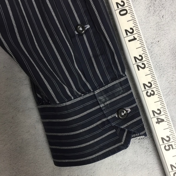 John W Nordstrom Shirt Mens Large Cotton Striped Long Sleeve Shoulder Pleats - Picture 10 of 10